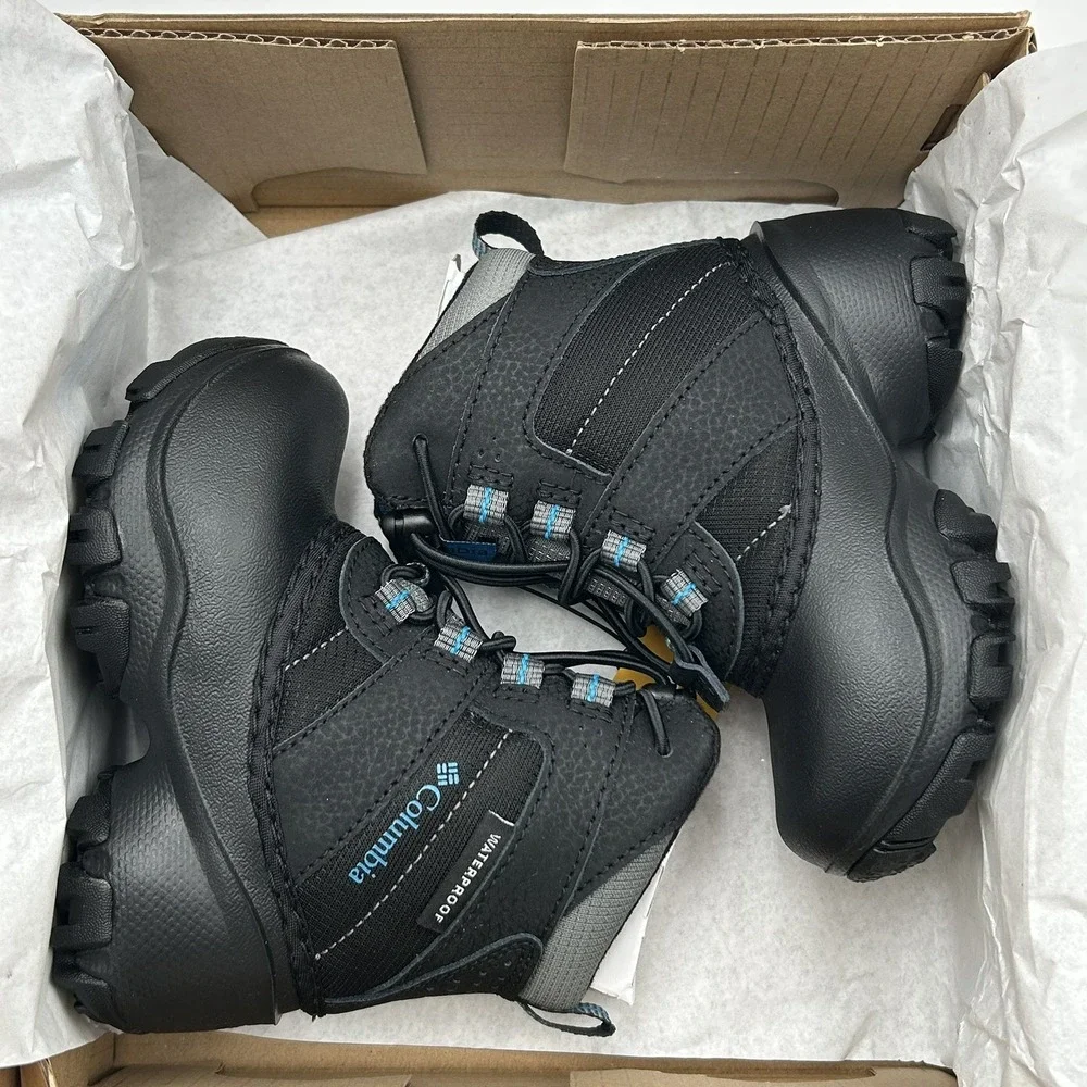 Columbia Rope Tow III Toddler Boys Girls Waterproof Snow Boots Size10 Black Blue